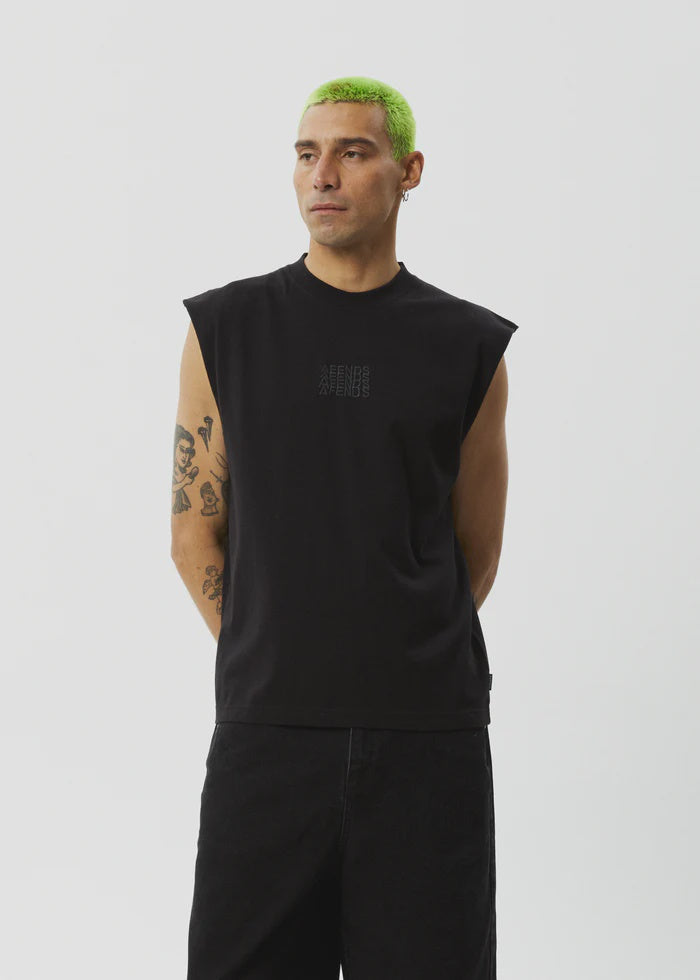 Afends Limits Graphic Sleeveless T-Shirt BLACK