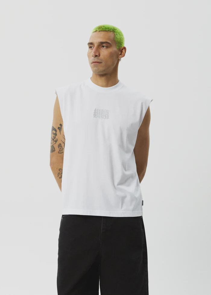Afends Limits Graphic Sleeveless T-Shirt WHITE