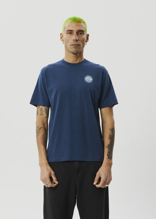 Afends Solar Flare Recycled Retro Fit Tee NAVY