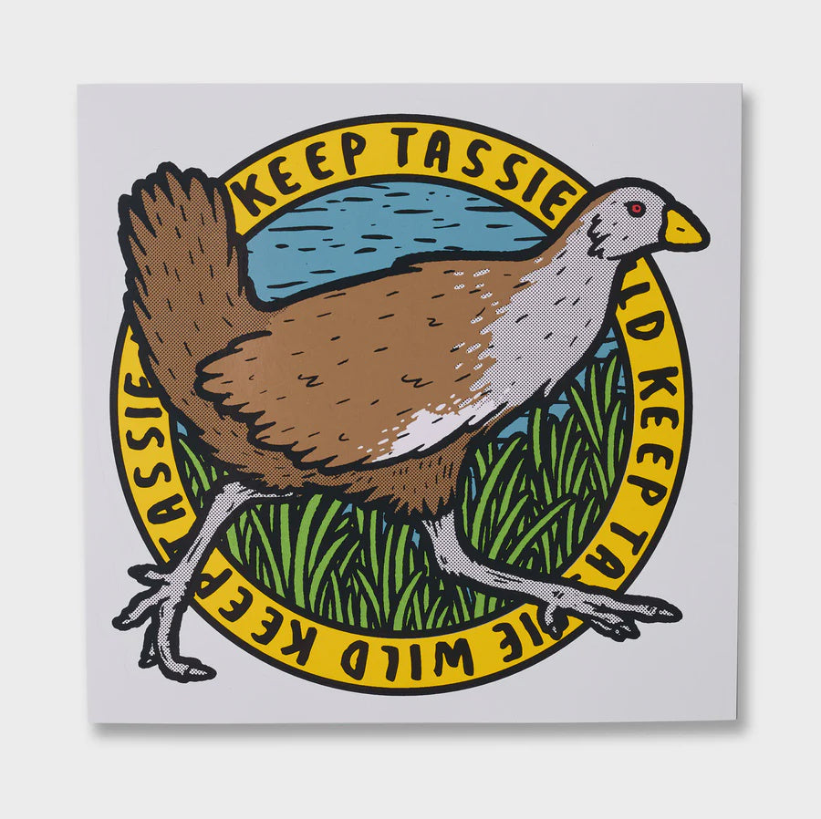 Keep Tassie Wild Turbo Chook Sticker