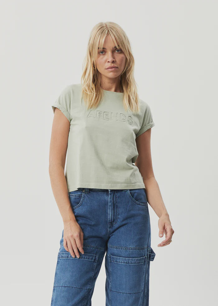 Afends Cutback Roll Cuff T-Shirt EUCALYPTUS