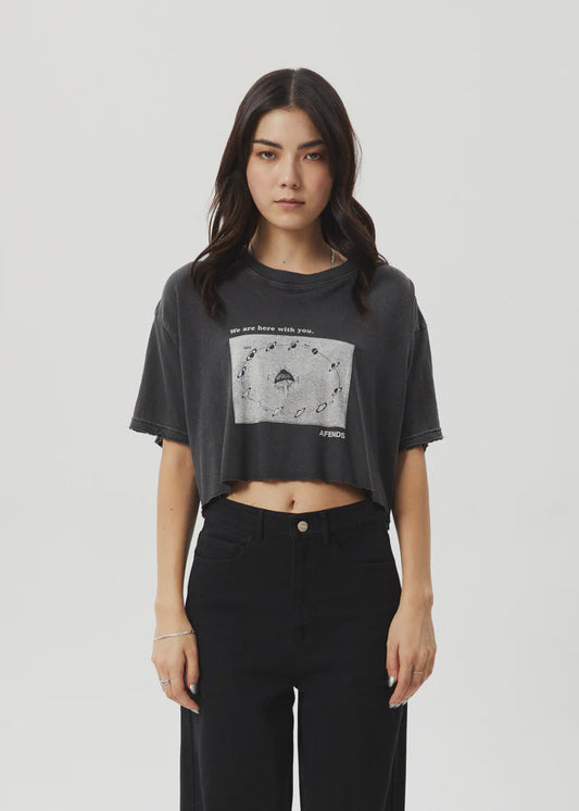 Afends Connection Cropped Hemp Oversized Tee STONE BLACK