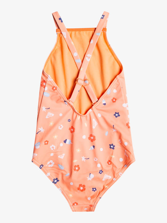 Roxy Girls Have Fun First One Piece Swimsuit PAPAYA PUNCH POPCICLE  DOTS