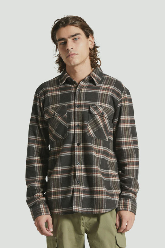 Brixton Bowery LS Flannel BLACK / CHARCOAL / OFF WHITE