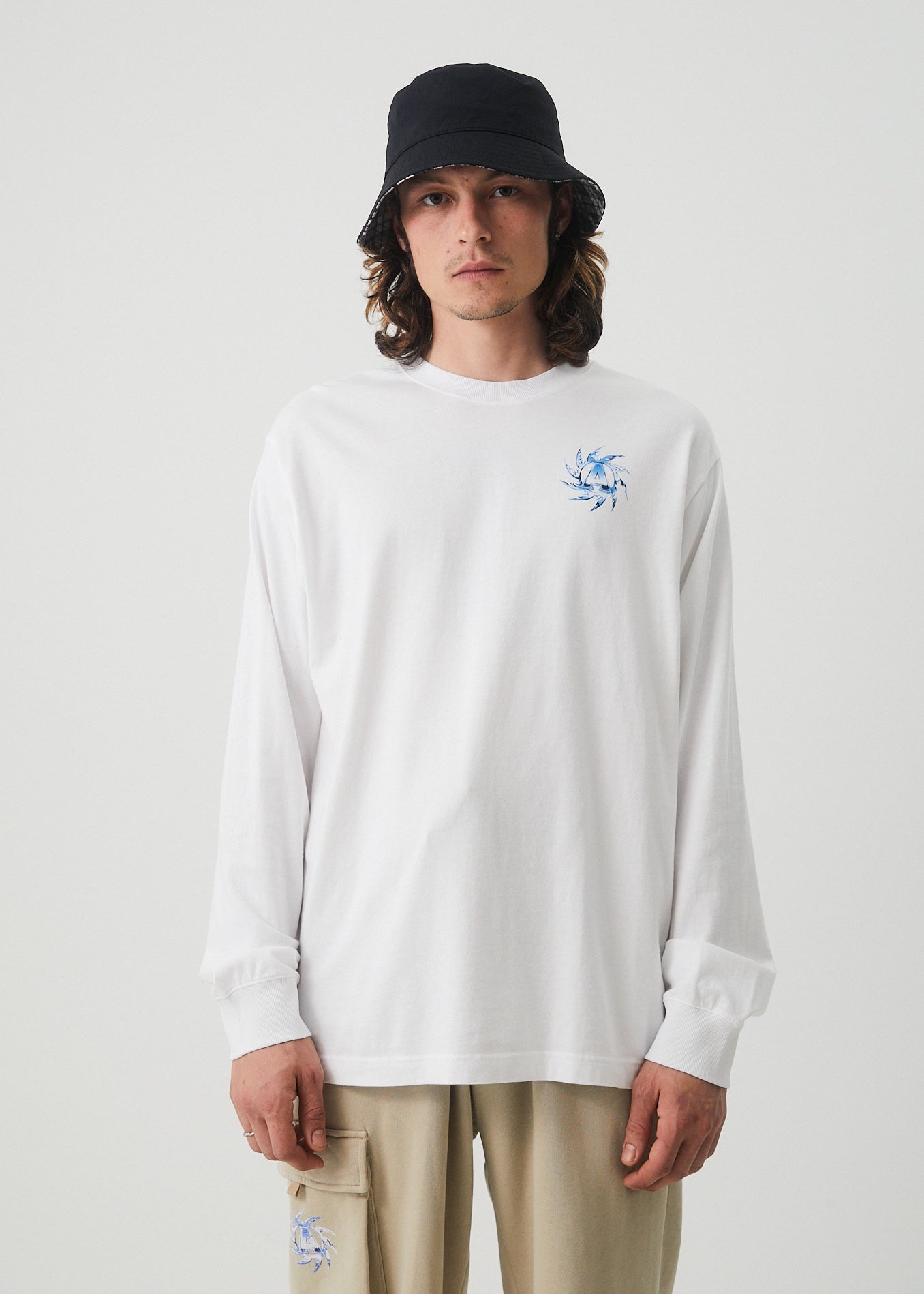 Afends Chromed Recycled Long Sleeve Graphic T-Shirt WHITE