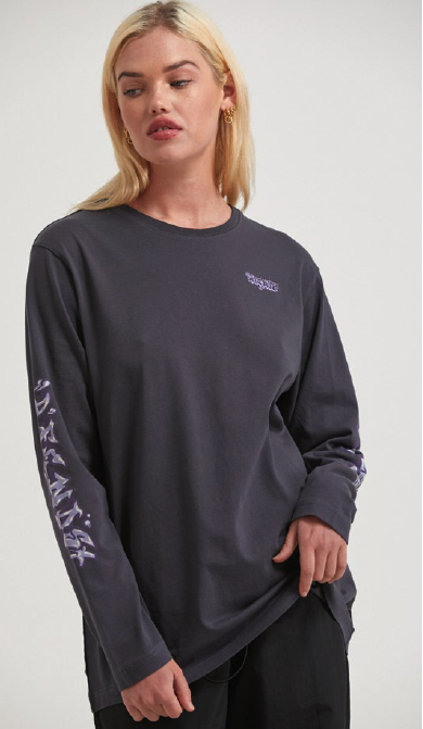 Afends Tracks Recycled Long Sleeve Graphic Tee CHARCOAL