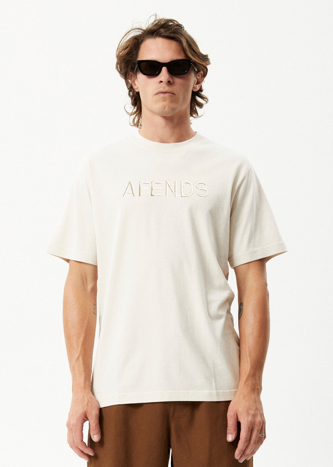 Afends Disguise Recycled Boxy Fit Tee MOONBEAM