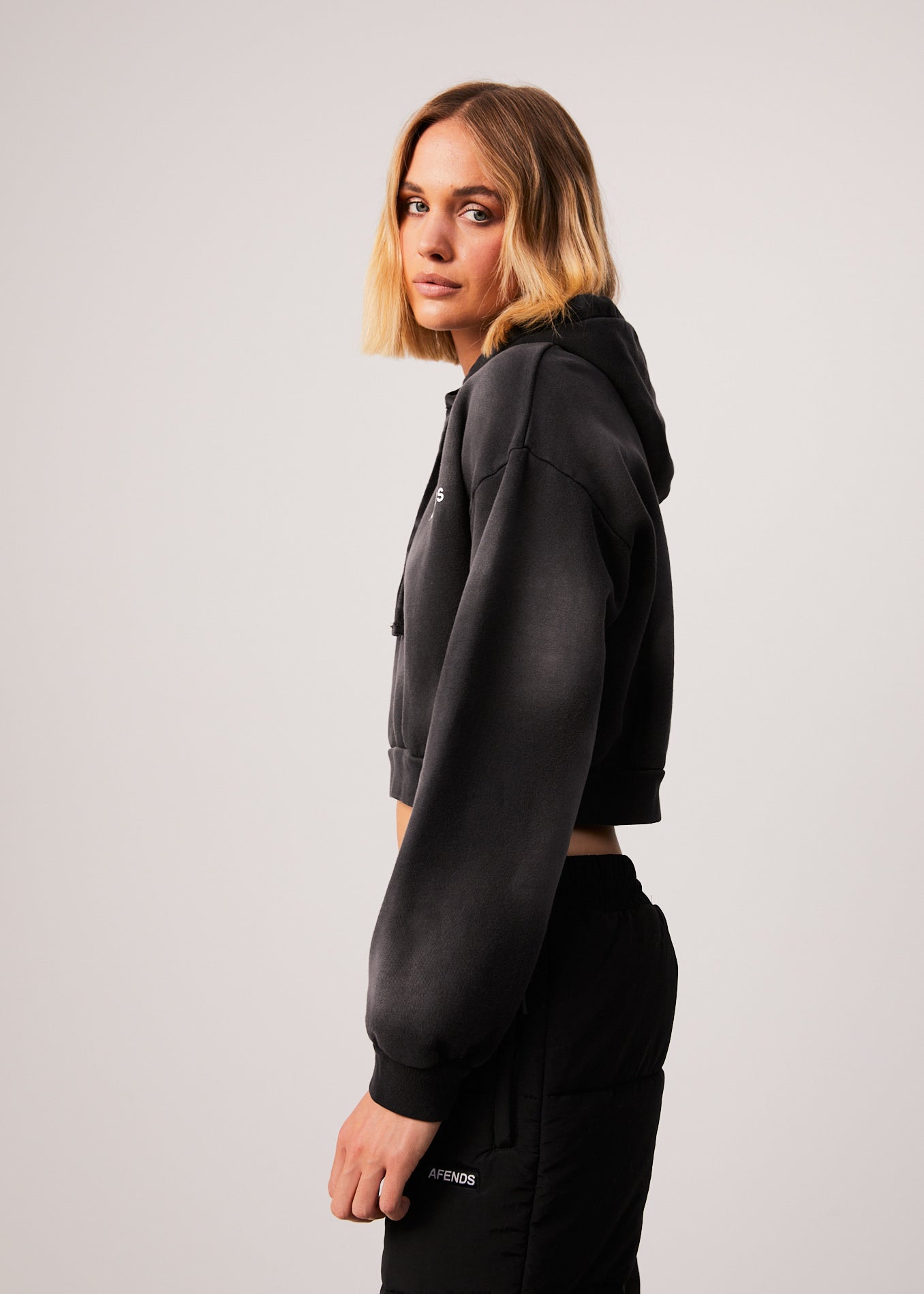 Afends Boundless Recycled Cropped Hoodie BLACK