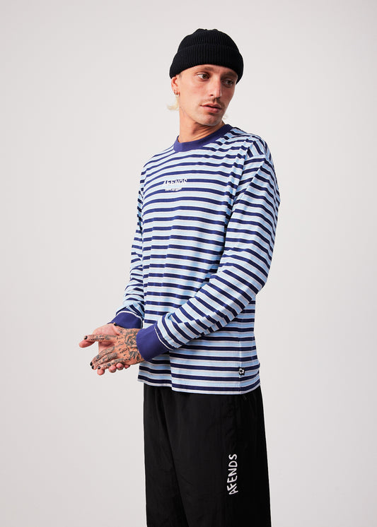 Afends Views Recycled Striped Long Sleeve T-Shirt SEAPORT